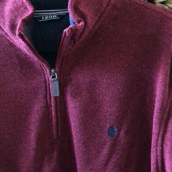 IZOD red fleece quarter zip sweater in size XL - Picture 2 of 4
